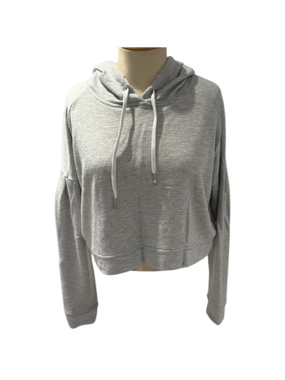 ALALA grey sparkle boxy cropped hoodie sweatshirt - size small